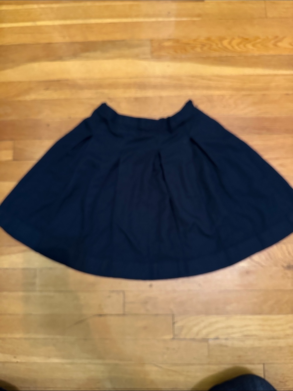 Lands End Navy Pleated A-Line Skirt